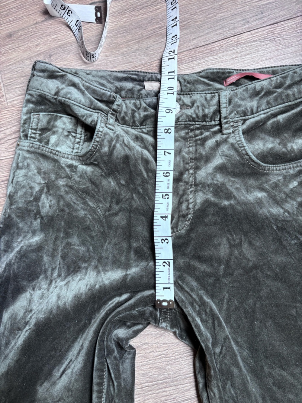 Pilcro Velvet Demi Lune Bootcut Pants Size 29 Green Gray Stretch Anthropologie - Picture 13 of 16